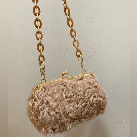 Handmade Real Curly Shearling Kisslock Shoulder Bag/Crossbody & 2 Strap Styles - Picture 8 of 12